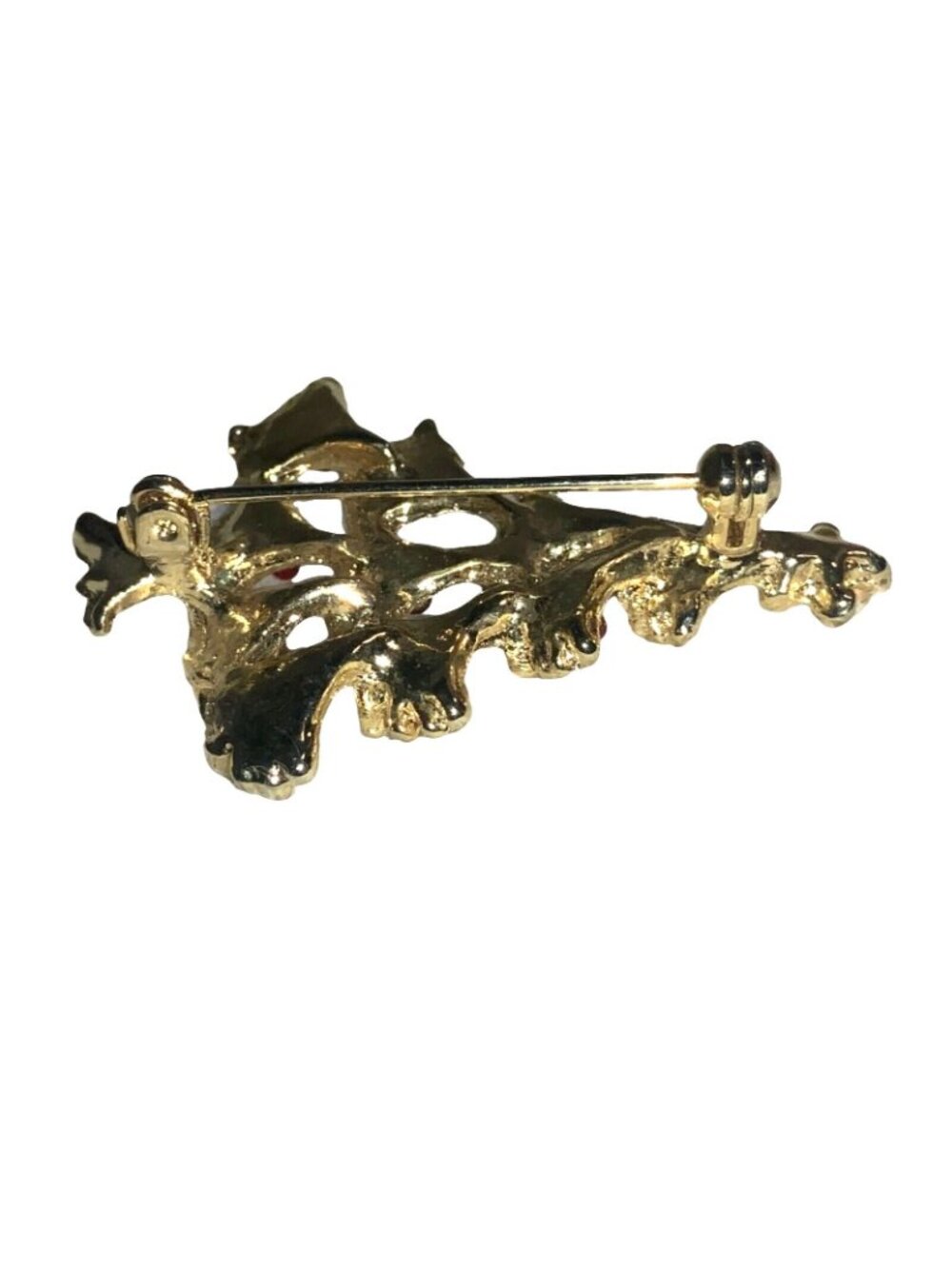 Gold Tone Christmas Tree with Red Decorations Pin Brooch Christmas Jewelry - Picture 12 of 12